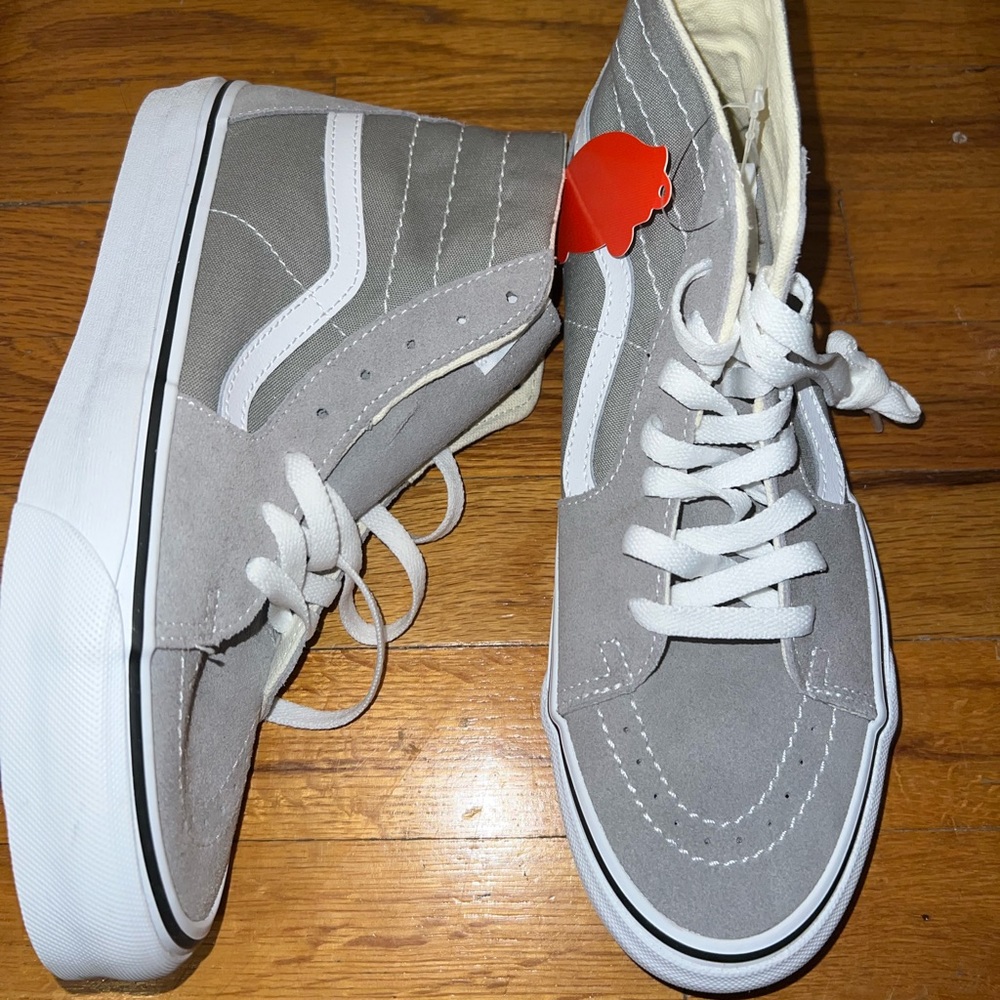 Vans sk8 high top sneakers, gray, women 9.5, men 8